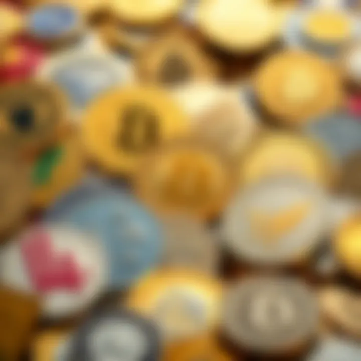 Diverse Tokens in Airdrop Campaigns Visual of various airdrop tokens