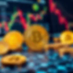 Concept of Bitcoin P2P trading with digital currency symbols