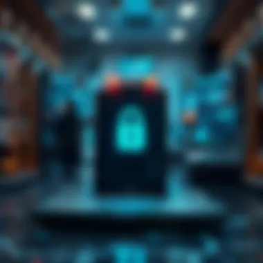 Security Measures in Cryptocurrency Platforms Conceptual art showcasing security measures in cryptocurrency platforms