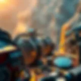 Blockchain technology illustration showcasing mining processes