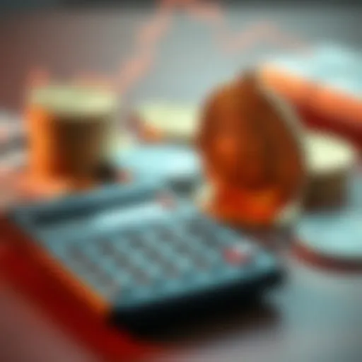 Currency conversion concept with a calculator