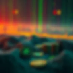A digital landscape showcasing cryptocurrency symbols and hacking elements