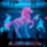 An advanced hologram projection showcasing digital art