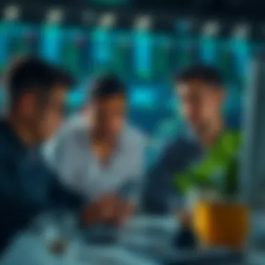 A focused view on cryptocurrency investors analyzing market trends