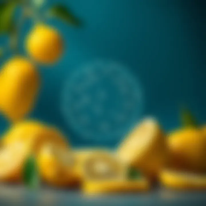 Blockchain Technology Illustrated with Lemons Digital representation of blockchain technology with lemons.