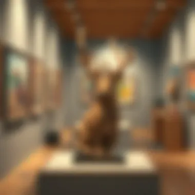 Trendy digital art pieces displayed in a gallery