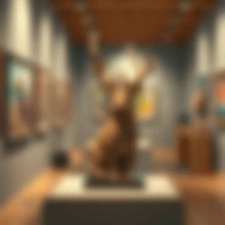 Trendy digital art pieces displayed in a gallery