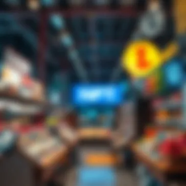 Navigating the NFT Marketplace Illustration of a virtual marketplace for buying NFTs