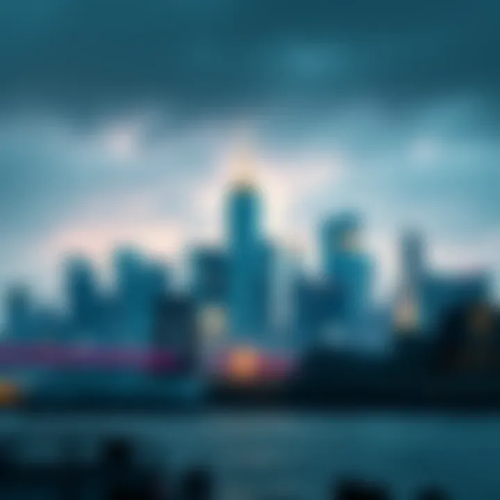 Futuristic Skyline: Technology Meets Culture A futuristic skyline representing the intersection of technology and culture