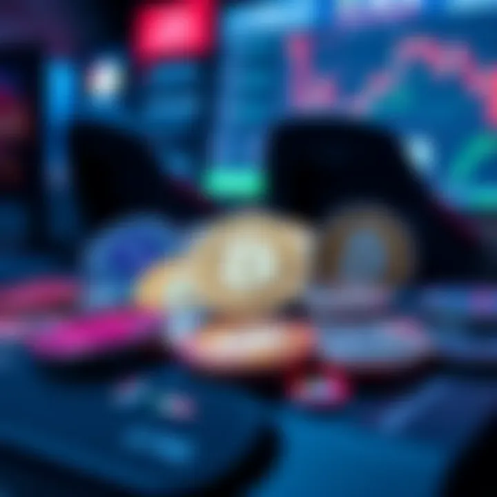 Illustration of various cryptocurrencies associated with gaming