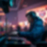 Dynamic scene of a player engaging with a P2E game