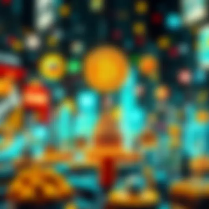 Cryptocurrency Ecosystem and Social Media Influence Illustration of cryptocurrency ecosystem influenced by social media
