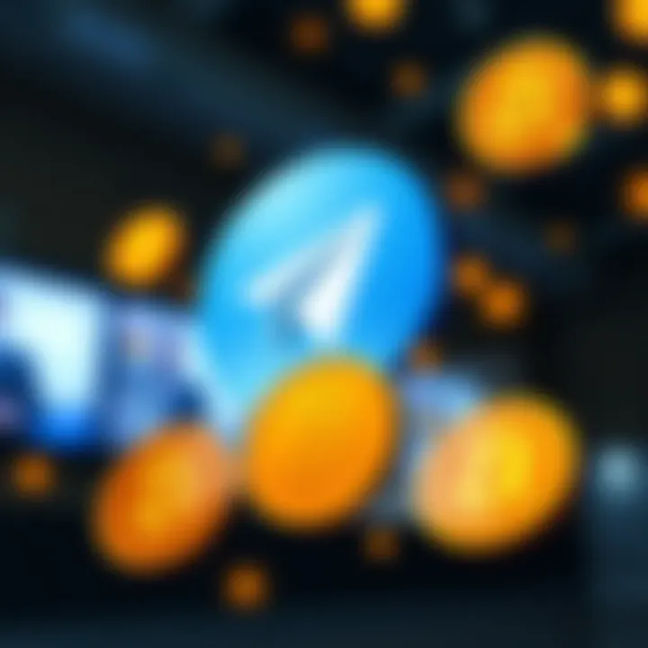Integration of Telegram with Cryptocurrency Illustration of the Telegram logo integrated with cryptocurrency symbols