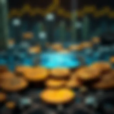 Visual representation of cryptocurrencies and blockchain technology