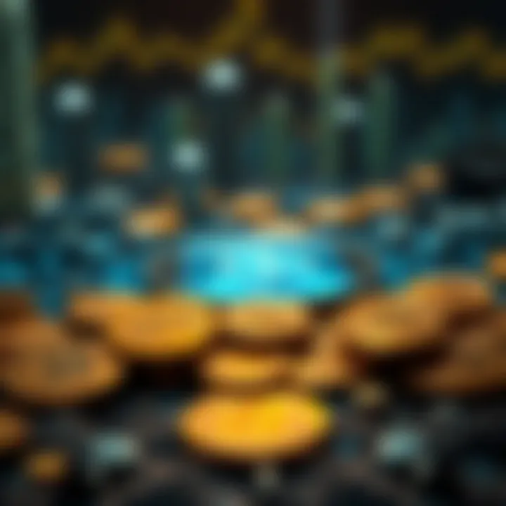 Visual representation of cryptocurrencies and blockchain technology